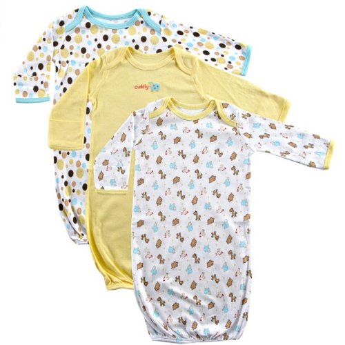 Luvable Friends 3-Pack Rib Knit Infant Gowns