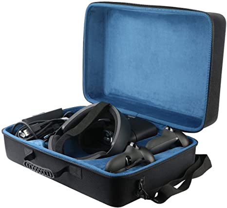 co2CREA Storage Carry Travel Hard Case for Oculus Rift S PC-Powered VR Gaming Headset (Black case-Internal blue)