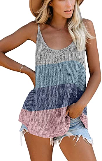 SMENG Womens Loose Fit Casual Shirts Scoop Neck Knit Tank Tops and Blouses