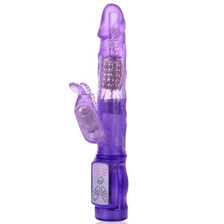 Utimi 3-Pronged Clitoris Stimulator G-spot Vibrator with Rotatable Beads in Purple