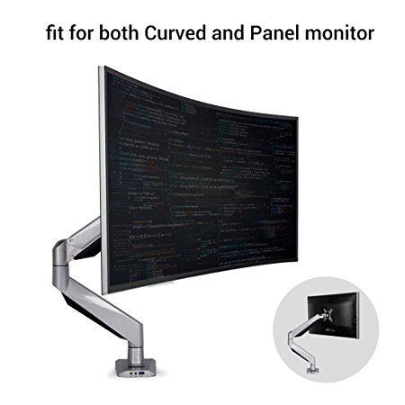 Loctek D7R Monitor Mount fits for both Curved and Panel 10- 34 inch Monitors Gas Spring Desk Top LCD Monitor Arm (D7R ,Weighting 8.8-22 lbs)