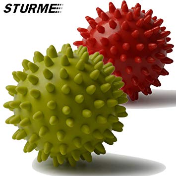 Massage Ball Spiky Foot Massager Back Muscle Roller All Body Deep Tissue Trigger Point Therapeutic Massaging Exercise Roller Yoga Balls Physical Therapy Equipment Includes Free Tutorial and Holder Bag