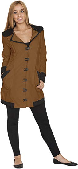 Neon Buddha Women's Lightweight Cotton Jacket Female Casual Trench Coat with Oversized Notched Collar and Toggle Buttons