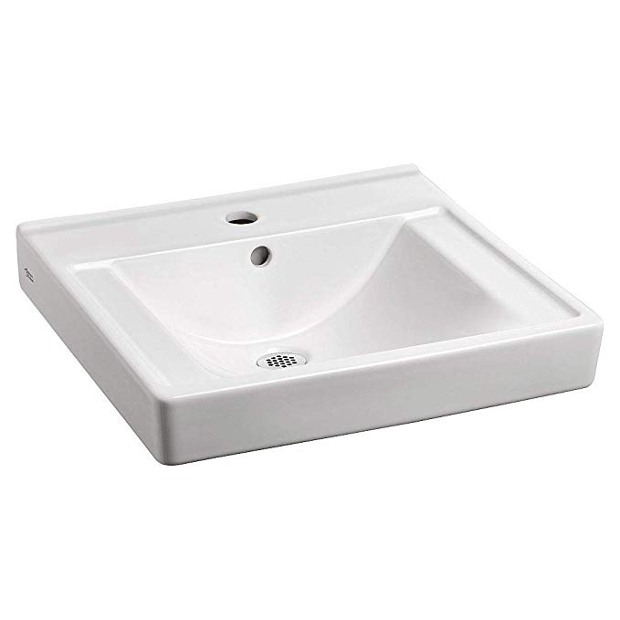 American Standard 9024001EC.020 Decorum Ceramic Wall Mounted Rectangular Bathroom sink, 20.06" L x 18.25" W x 5" H, White