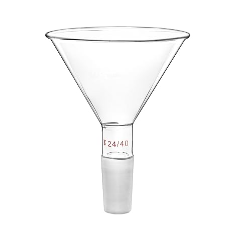 QWORK Glass Jointed Short Stem Powder Funnel Filter Funnel with 100mm Top O.D and 24/40 Inner Joint for lab