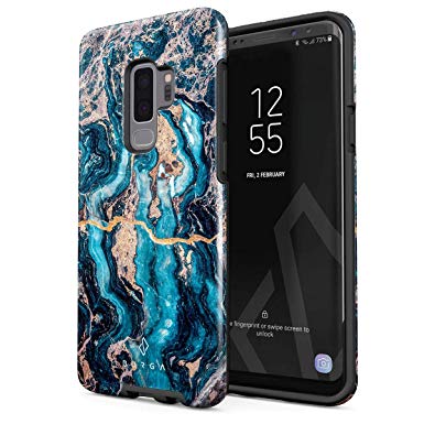 BURGA Phone Case Compatible with Samsung Galaxy S9 Plus Crystal Blue Teal Turqoise Marble Heavy Duty Shockproof Dual Layer Hard Shell   Silicone Protective Cover