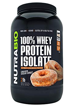 NutraBio 100% Whey Protein Isolate (Cinnamon Sugar Donut, 2 Pounds)