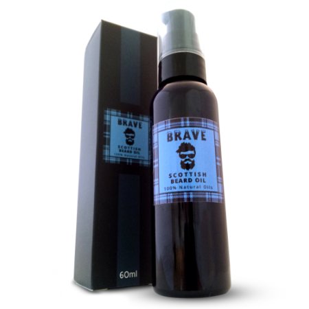 Beard Oil - Beard Conditioning Oil by Brave 60ml - Softens and Conditions Using a Blend of Premium Quality Oils with a Fresh Aromatic Scent 100 Natural - Moisturises Skin Soothing any DryFlaky Skin Issues Produced in Scotland