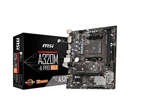 MSI A320M-A PRO MAX AMD AM4 Socket m-ATX Motherboard for Ryzen 1st 2nd 3rd Gen A-Series Athlon X4 Desktop Processors