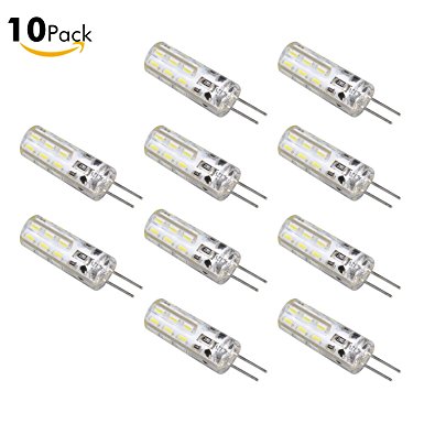 Sanniu G4 Base LED Bulb Halogen Replacement 24 LED 3014 SMD Dimmable 1.5W DC 12V 100LM Bright G4 LED Lights Bulb Lamps White 10 Packs
