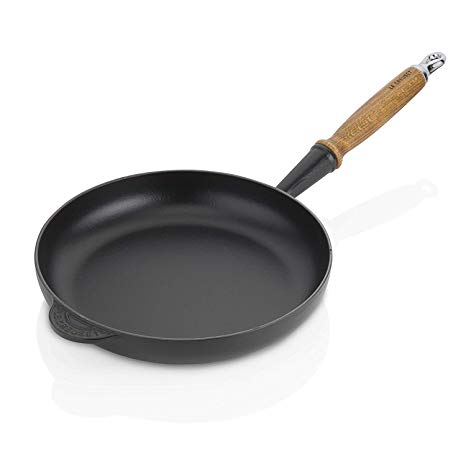 Le Creuset Cast Iron Frying Pan with Wooden Handle, 28 cm - Satin Black