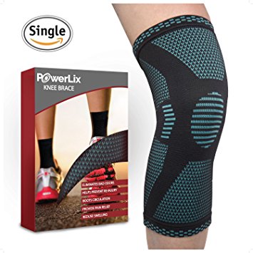 PowerLix Athletics Knee Compression Sleeve Support For Running, Jogging, Sports, Basketball, Joint Pain Relief, Arthritis And Injury Recovery, Breathable Knee Brace, Improved Circulation - Single Wrap