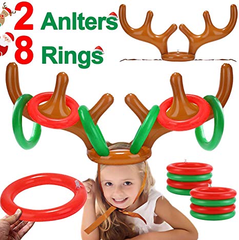 Antler Ring Toss Game Christmas Party Game Inflatable Reindeer Antler Ring Toss Game (Deep color Antler)