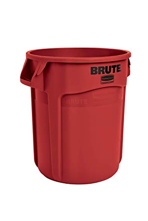 Rubbermaid Commercial Products FG261000RED BRUTE Heavy-Duty Round Trash/Garbage Can, 10-Gallon, Red