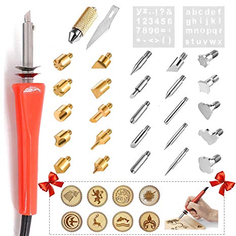 Multifunction Wood Burning Pyrography Pen Kit Tool Soldering Tips   Stencil   Carving Knife   Stand   Carrying Case