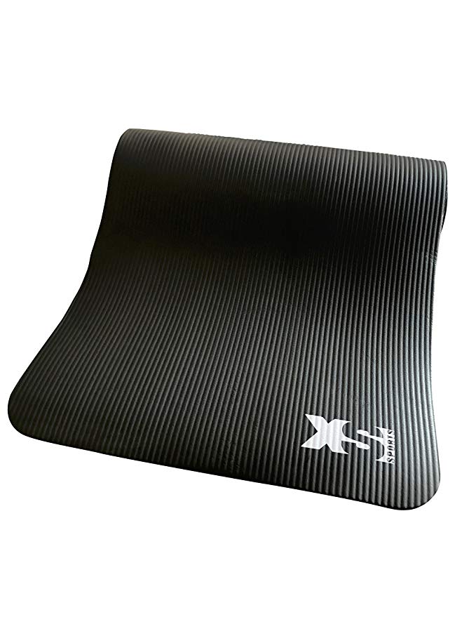 XS Sports Premium 15mm Thick NBR Yoga Exercise Mat - Fitness Aerobic Gym Pilates Camping Mat - Non Slip with Carry Strap