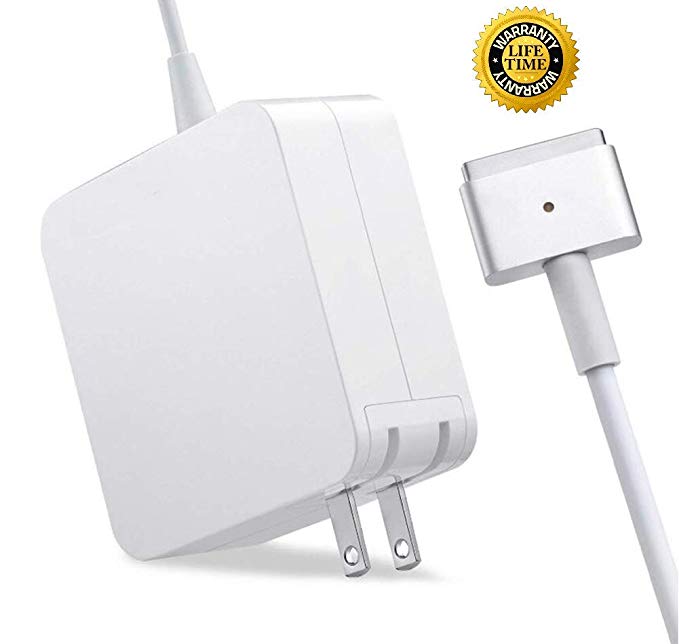Mac Book Pro Charger, 60W Magsafe 2 Power Adapter Magnetic T-Tip Connector Charger for 13-inch Mac Book Pro (Late 2012 to 2015),White