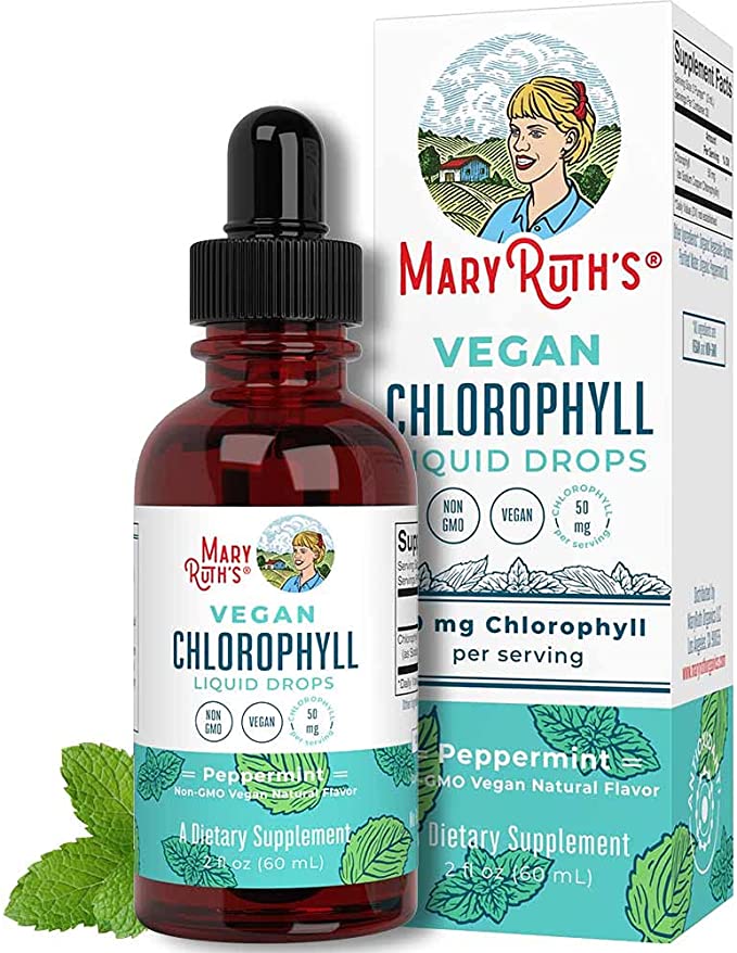 Vegan Chlorophyll Liquid Drops by MaryRuth's | Liquid Chlorophyll | Immune Support | Supports Detox | Overall Wellness | Mulberry Leaf-Derived | Non GMO, Peppermint | 50mg per Serving, 30 Servings