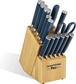 GraniteStone Pro Nutriblade 14-Piece Knife Set for Kitchen with Knife Block, Premium Kitchen Knives Set for Kitchen, Chef Knife Set with Block, Complete Knifes Set, Ultra Sharp Stainless-Steel Blade