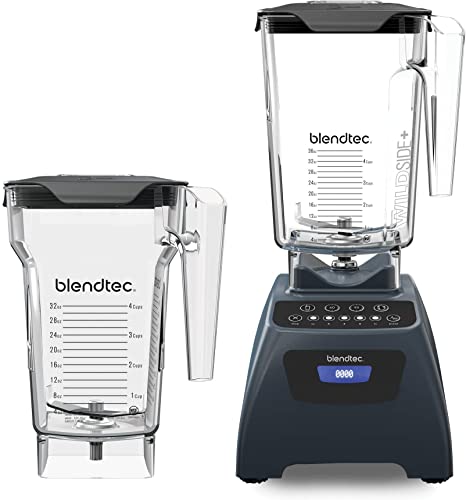 Blendtec Classic 575 Blender with WildSide- plus Jar (90 oz) and FourSide Jar (75 oz) BUNDLE, Commercial-Grade Power, Self-Cleaning, 4 Pre-programmed Cycles, 5-Speeds, Slate Grey