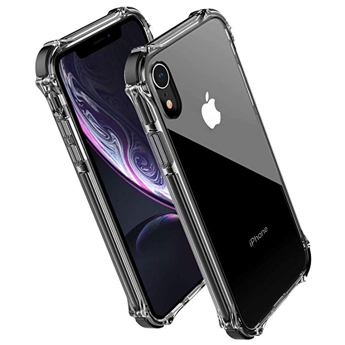 Compatible with Apple iPhone XR case,Noii Clear Hybrid Drop Protection case,[Super Rubber Bumper Series] Shockproof case,Heavy Duty Drop Protective Cover for iPhone XR 6.1 inch 2018 - Black
