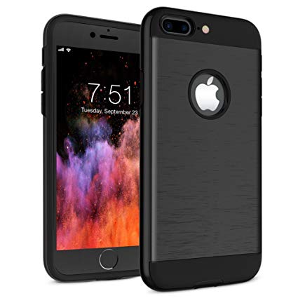 iPhone 7 Plus Case, iPhone 8 Plus Case, A-Maker [Shock-Absorption] of Heavy Duty Full Protective Anti-Scratch Resistant Dual Layer Rugged Cover for Apple iPhone 7 Plus, iPhone 8 Plus (Black)