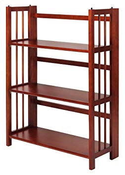 Casual Home 3-Tier Folding Bookcase in Mahogany Finish