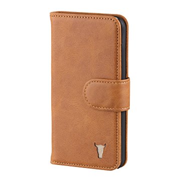 iPhone SE Case, Premium Tan Leather Wallet Case by TORRO (To fit iPhone SE, iPhone 5S and iPhone 5)