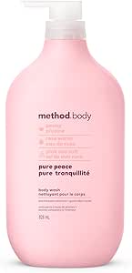 Method Pure Peace Body Wash, Relaxing Shower Gel and Body Soap Formulated with Peony, Rose Water, and Pink Sea Salt, 828 ml