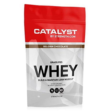 100% ALL NATURAL Grass Fed Whey Protein Powder (2.02 lbs), Clean, Fully transparent, NSF Certified for Sport, Belgian Chocolate, Sweetened with 100% Natural Stevia , CATALYST by Strength.com