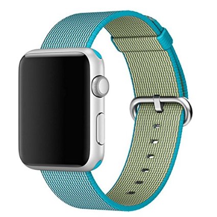Lamshaw Apple Watch Band, Woven Nylon Classic Replacement Wrist Strap for Apple iwatch (Woven Nylon-Scuba Blue-38mm)