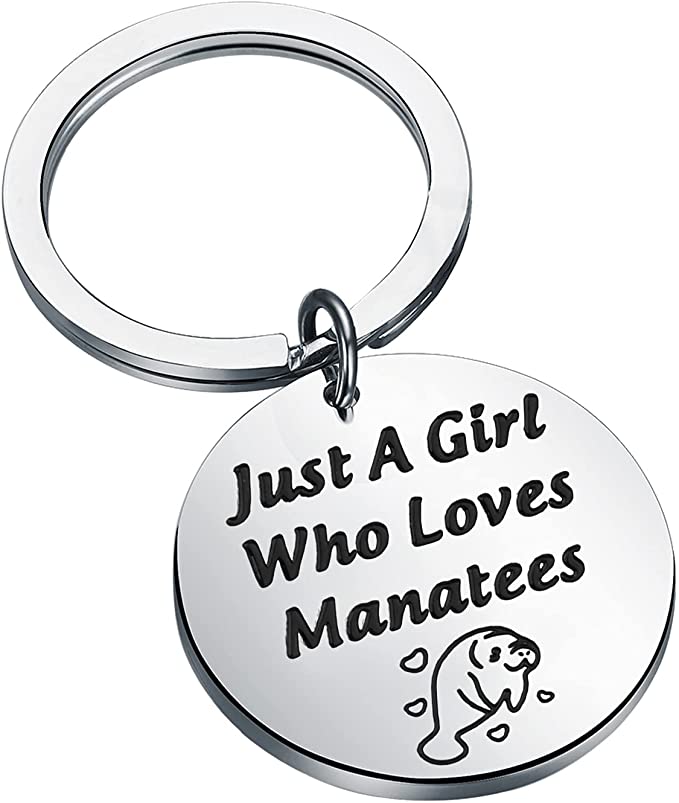 FEELMEM Manatee Jewelry Just A Girl Who Loves Manatees Keychain Manatee Lover Gifts Tropical Manatee Sea Cow Gift