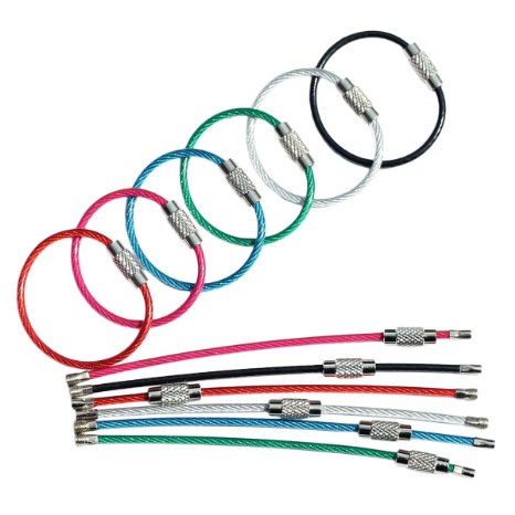 bayite BYT-WKC-4INP12 4 Inches Stainless Steel Wire Keychains 2mm Cable Key Rings Pack of 12