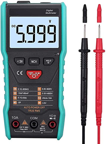 Neoteck Intelligent 6000 Counts Digital Multimeter, True RMS Auto-Ranging Multi Tester Voltmeter Ammeter Ohmmeter with NCV, LED Light, Backlit LCD