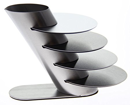 JustNile 4-Piece Coaster Set - Round Stainless Steel with Column Rack