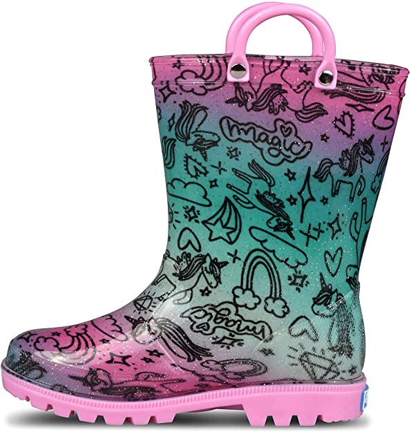 ZOOGS Printed Kids Toddler Rain Boots for Girls
