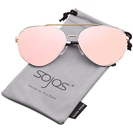 SOJOS Aviator Sunglasses Mirrored Flat Lens for Men Women UV400 SJ1083