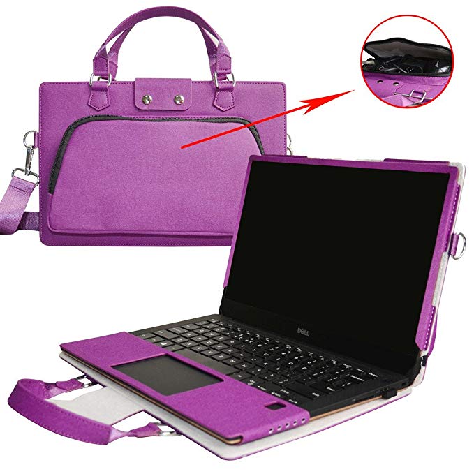 XPS 13 Case,2 in 1 Accurately Designed Protective PU Leather Cover   Portable Carrying Bag for 13.3" Dell XPS 13 9370 9360 9350 9343 Series Laptop(Not fit XPS 13 9365 9333 L321X L322X),Purple