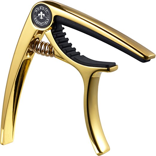 Nordic Essentials Guitar Capo Deluxe with Carrying Pouch - Metallic Gold Nugget