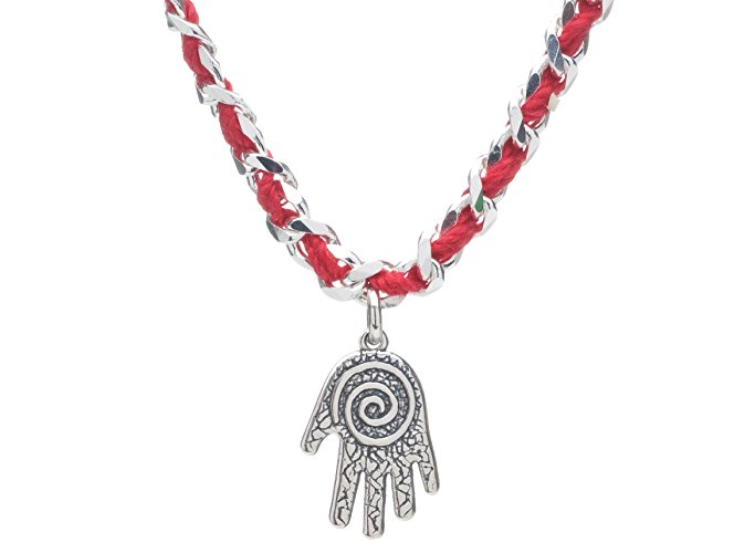 Red String Hamsa Kabbalah-inspired Bendel Bracelet for Luck, Protection and Prosperity in Sterling Silver