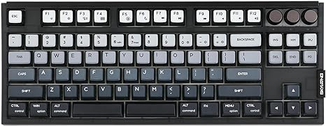 EPOMAKER SKYLOONG GK87 TKL QMK/VIA Wired Mechanical Keyboard with Three Rotary Knobs, Hot Swappable Programmable Custom Keyboard, Split-spacebar, Blue Single Light (Black, Gateron Pro Yellow)