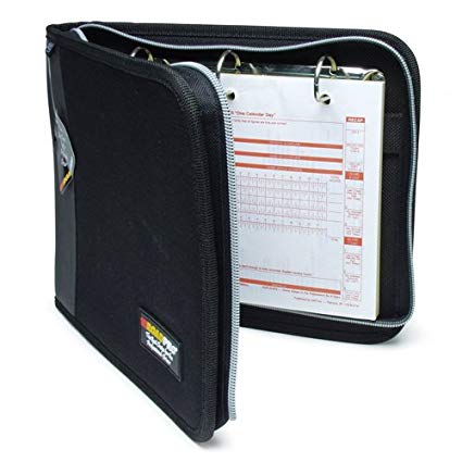 RoadPro LB-001BK Black 10.5" x 8.5" 3-Ring Zippered Binder for Loose-Leaf Log Sheets