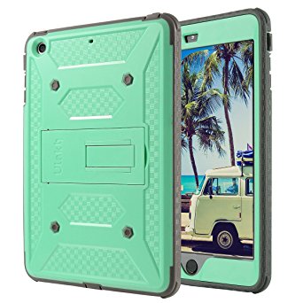 ULAK iPad Mini Case [KNOX ARMOR] Full-Body Rugged Hybrid Protective Case Kickstand for Apple iPad Mini 1/2/3 with Built-in Screen Protector(Mint Green)