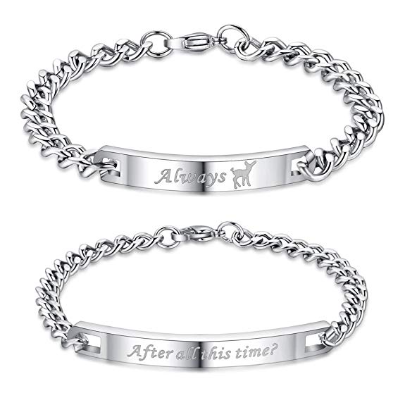 coai® His and Hers Matching Set Stainless Steel Couple Relationship Bracelet