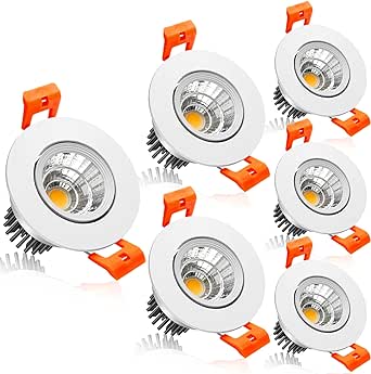 2Inch LED Recessed Ceiling Light, 3W Dimmable LED Downlight, 60 Beam Angle COB Recessed Lights with Driver, Warm White 3000K, 25W Halogen Bulbs Equivalent for Ceiling Lighting,White 6 Pack