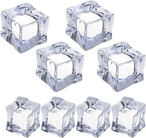 Cosmos 8 Pcs Fake Clear Acrylic Plastic Ice Cubes Square Shape for Display & Photography