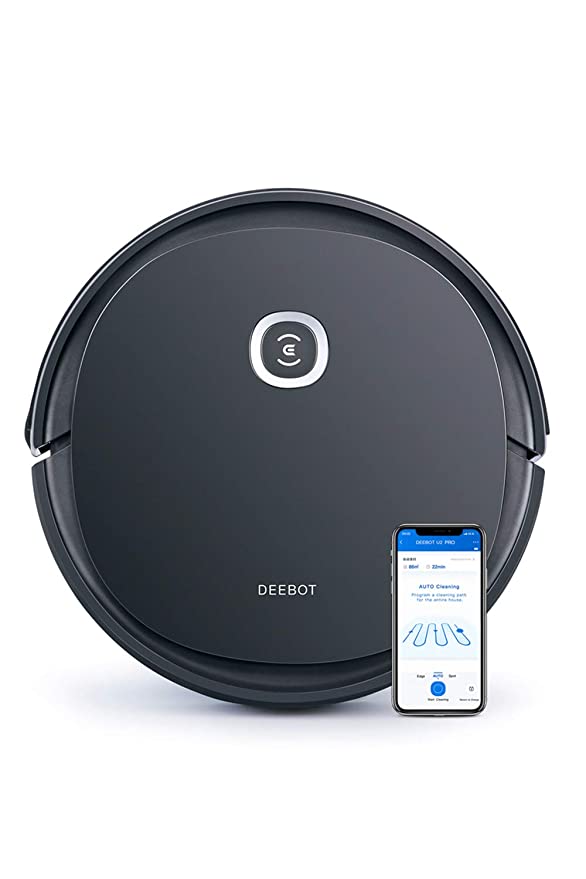 ECOVACS DEEBOT U2 Pro Smart Robotic Vacuum Cleaner 2 in 1 Wet and Dry Max 800ML dust bin Plus 400ML Water Tank, Up to 1600 Pa