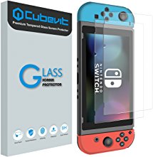 Tempered Glass Screen Protector for Nintendo Switch 2017, [2-Pack] Cubevit Switch Screen Protector Glass, [Works While Docking] Bubble Free / Full Coverage / 2.5D / Scratch Proof
