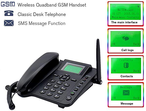 Desktop Wireless GSM Unlocked Telephone Full Size Cell Phone with SMS FM Radio Function Sourcingbay M281 Bright 2.4" LCD Screen with Caller ID Battery