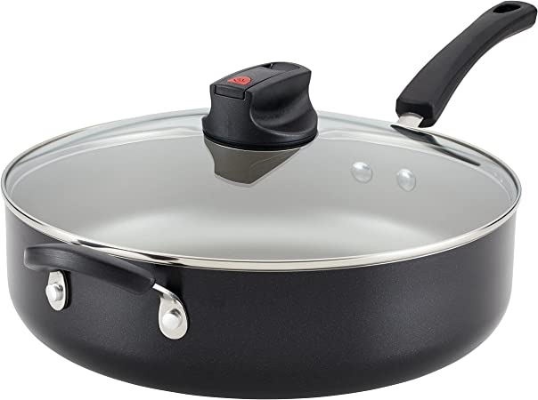 Farberware Smart Control Nonstick Jumbo Cooker/Saute Pan with Lid and Helper Handle, 6 Quart, Black